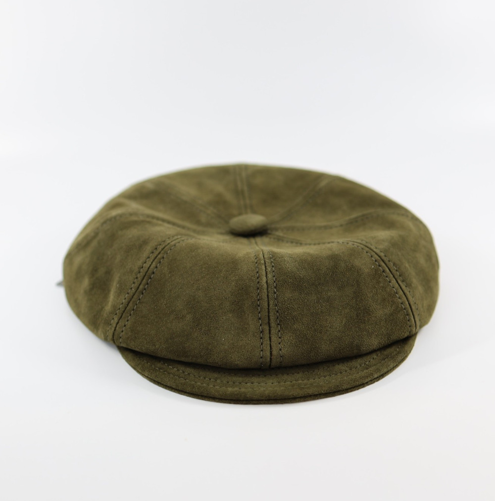 A9 NWT New GOORIN Bros RUTHY Olive Green Newsboy 100% Suede Cap Hat Size M $105